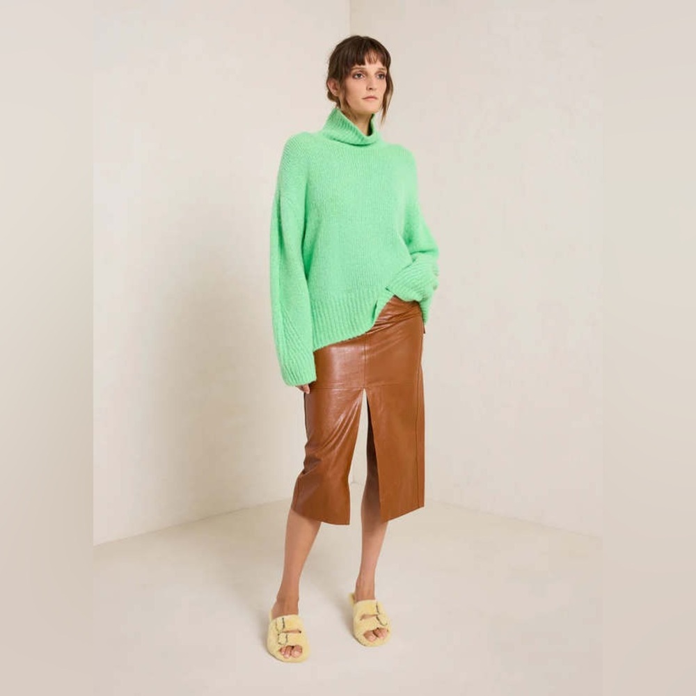 A.L.C. Nelson Sweater Alpaca Merino Wool Spring Bouquet Green Mock Neck size XS